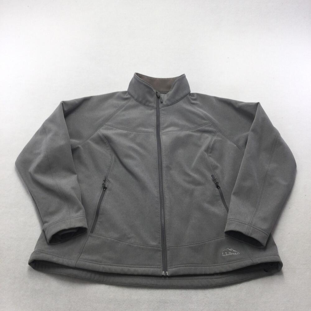 L.L. Bean Jacket Womens 1X Gray Softshell Fleece Lined Full Zip Pockets Outdoor